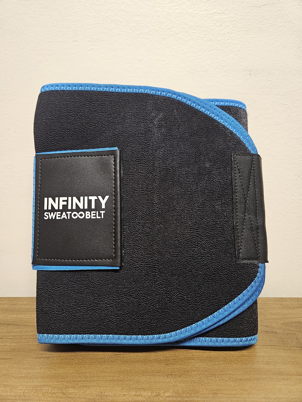 Infinity Hoop Snatched Sweat Belt Waist Trainer Black With Blue Trim